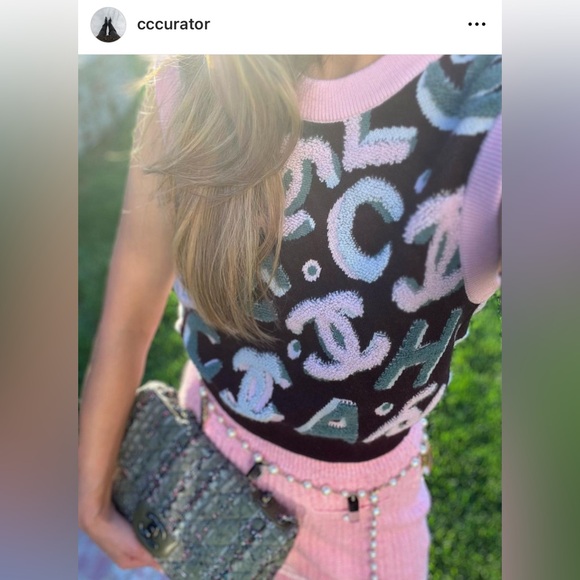 Auth Chanel 22N CC Logo Knit Top P73252 - Size 36 - Picture 12 of 14